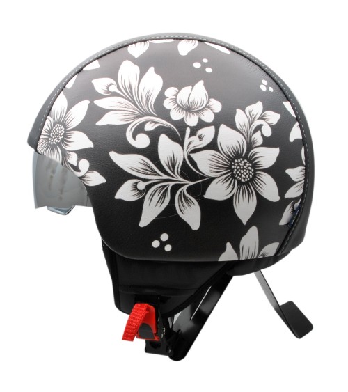Casco jet donna con fiori