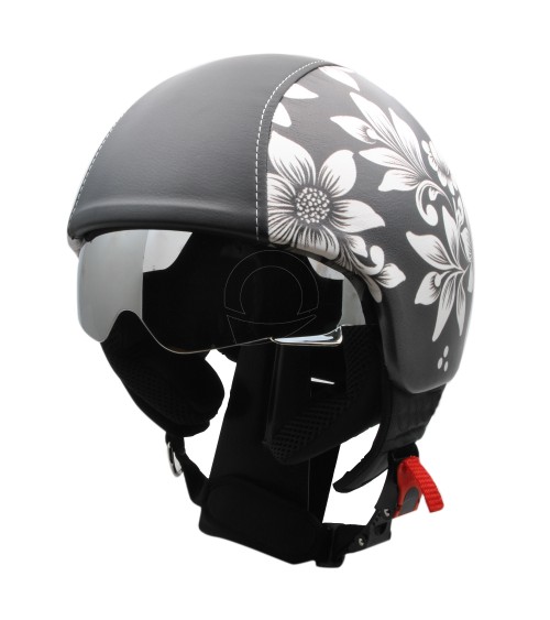 Casco jet donna con fiori