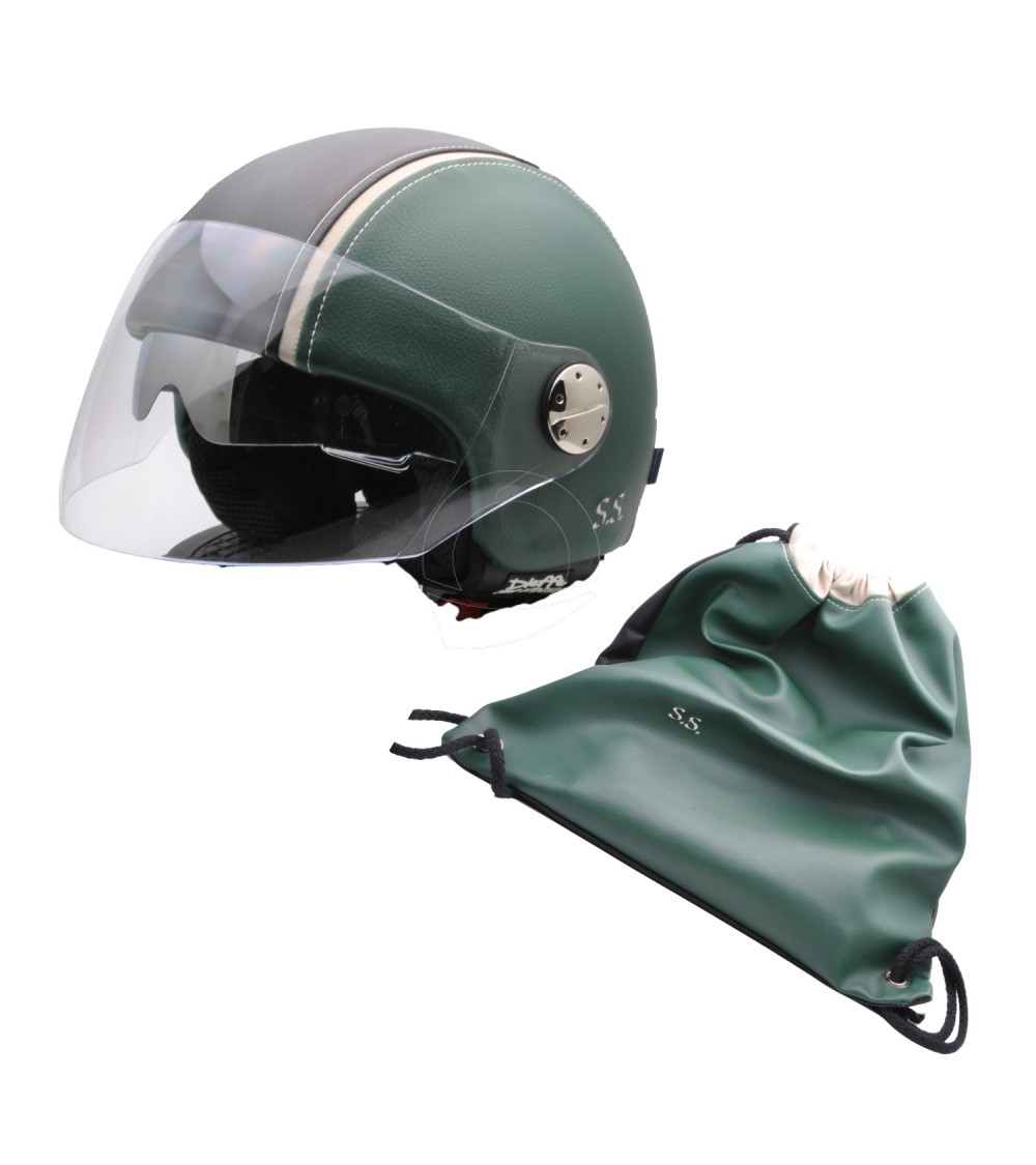 Casco vintage con sacca zaino